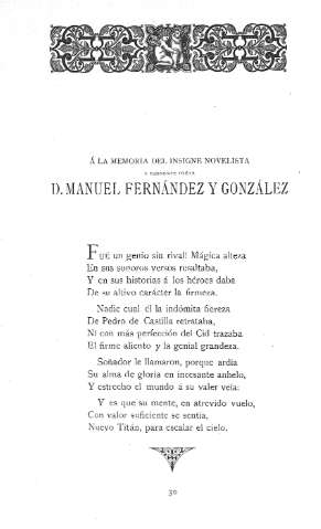 Á la memoria del insigne novelista e inminente poeta D. Manuel Fernández y González