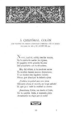 Á Cristóbal Colón, con motivo del inicuo atentado cometido son su busto en Roma el dia 7 de Agosto de 1892
