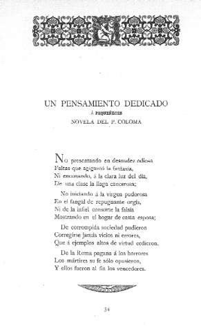 Un pensamiento dedicado á Pequeñeces, novela del P. Coloma