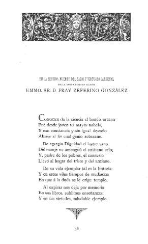 En la sentida muerte  del sabio y virtuoso Cardenal de la Santa Romana Iglesia Emmo. Sr. D. Fray Ceferino González