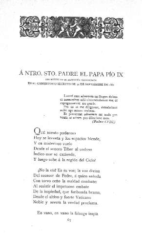Á Ntro. Sto. Padre el Papa Pío IX