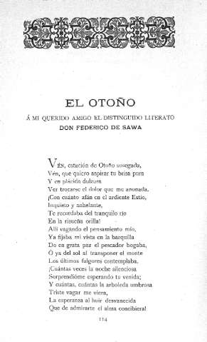 El Otoño .- Á mi querido amigo el distinguido liteato D. Federico de Sawa