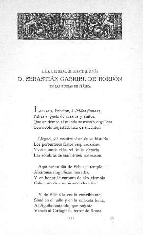 Á S. A. R. el Sermo. Sr. Infante de España D. Sebastián Gabriel de Borbón