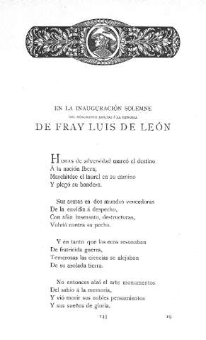 En la inauguración solemne del monumento erigido á la memoria de Fr. Luis de León