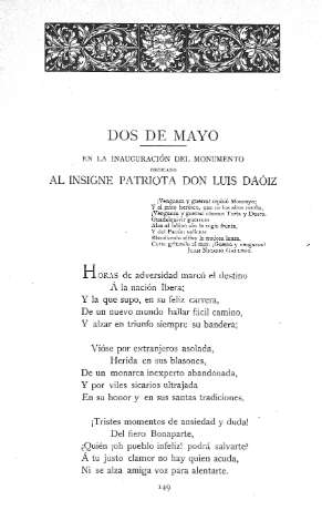 Dos de Mayo .- En la inauguración del monumento dedecado al insigne patriota D. Luis Daóiz