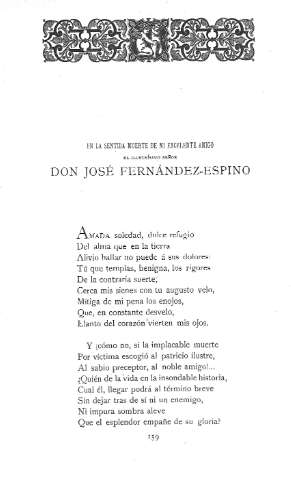 En la sentida muerte de mi excelente amigo el ilmo. Sr. Don José Fernández-Espino