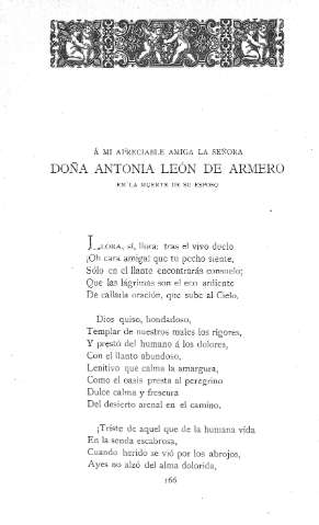 Á mi entrañable amiga la señora Doña Antonia León de Armeo