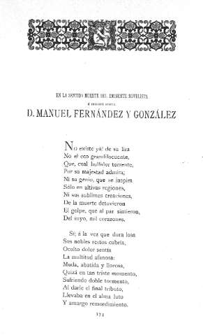 En la sentida muerte del eminente novelista é insigne poeta D. Manuel Fernández y González
