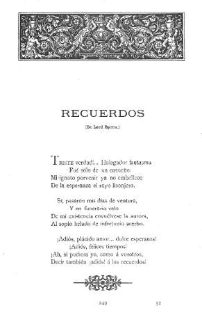 Recuerdos. ( De Lord Byron) 