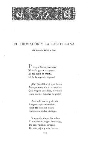 El trovador y la castellana. (De Joaquín Rubió y Ors)