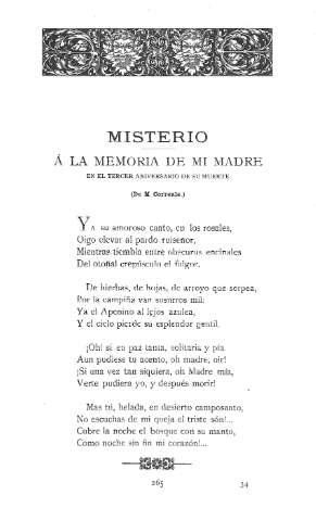 Misterio .- Á la memoria de mi madre, en el tercer aniversario de su muerte. (De M. Correale)