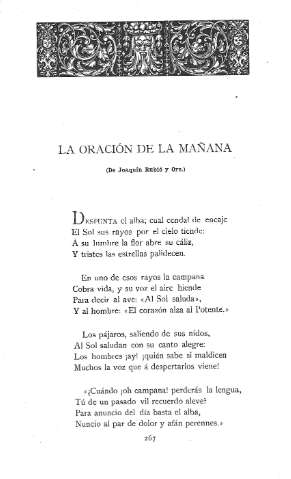 La oración de la mañana. (De Joaquín Rubió y Ors)