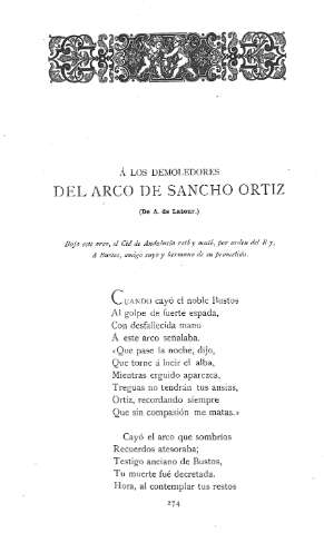 Á los demoledores del arco de Sancho Ortiz. (De A. de Latour)