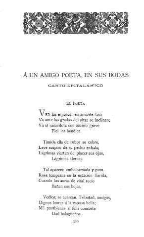 Á un amigo poeta, en sus bodas .-  Canto epitalámico