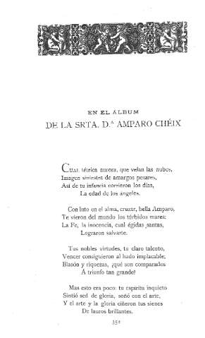 En el álbum de la Srta. Dº Amparo Cheix