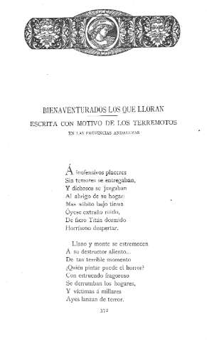 Bienaventurados los que lloran .- Escrita con motivo de los terremotos en las provincias andaluzas
