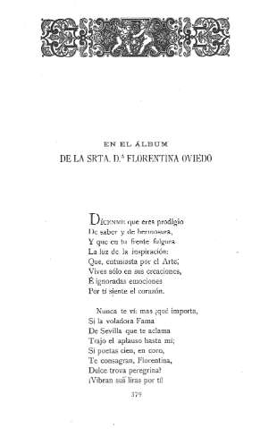 En el álbun de la Srta. Dª Florentina Oviedo