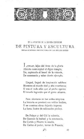 En la apertura de la segunda exposición de pintura y escultura de la academia protectora de las Bellas Artes