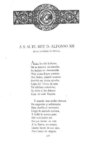Á S.M. el Rey D. Alfonso XII, en su entrada a Sevilla