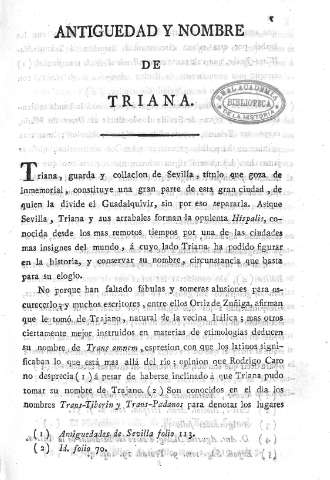 Antiguedad y nombre de Triana