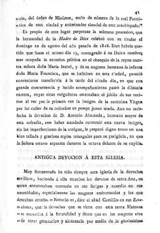 Antigua devocion á esta iglesia