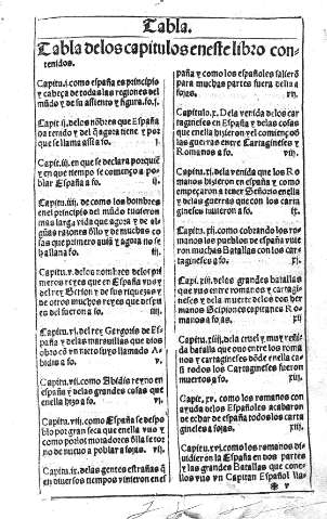 Tabla de los capitulos