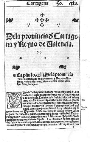 Dela provinzia de Cartagena y Reyno de Valencia 