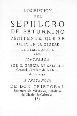 Inscripcion del Sepulcro de Saturnino Penitente