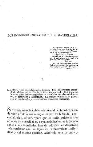 Los intereses morales y los materiales. I.