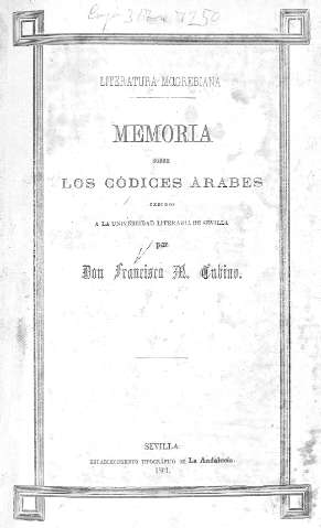 Memoria sobre los códices árabes