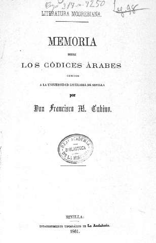 Memoria sobre los códices árabes