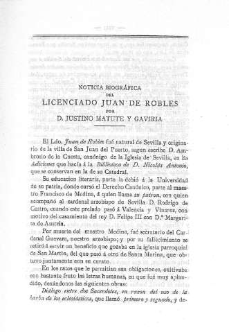 Noticia biográfica del licenciado Juan de Robles