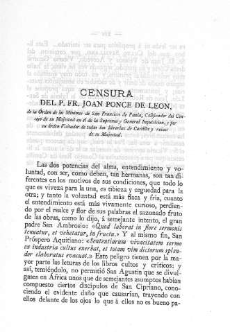 Censura de P.FR. Joan Ponce de León