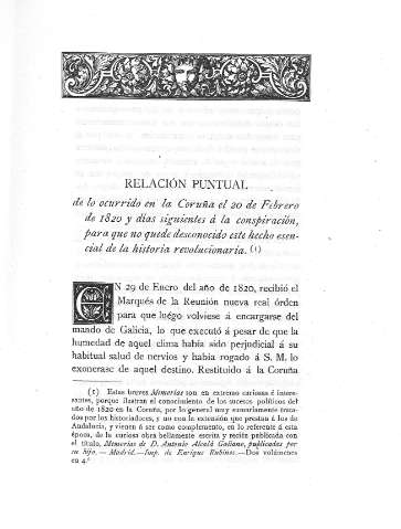 Relacion puntual de lo ocurrido en la Coruña el 20 de Febrero de 1820...