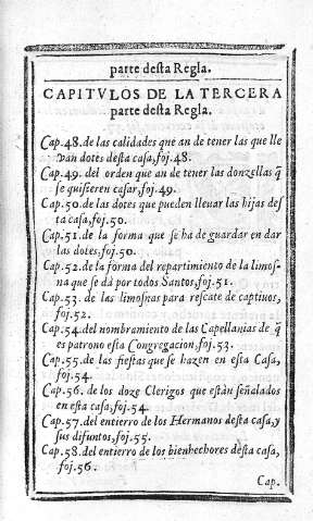 Capitvlos de la Tercera parte desta Regla