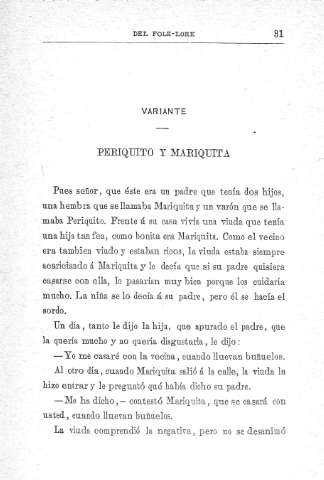 Variante. Periquito y Mariquita
