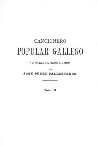 Cancionero popular gallego. Tomo III