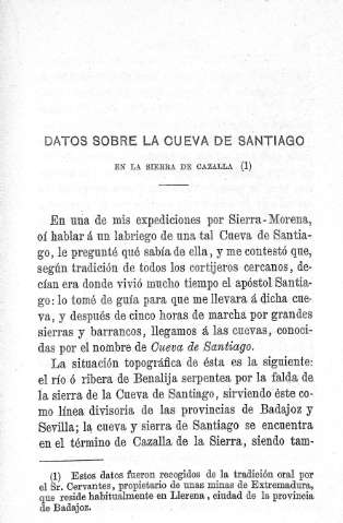 Datos sobre la cueva de Santiago