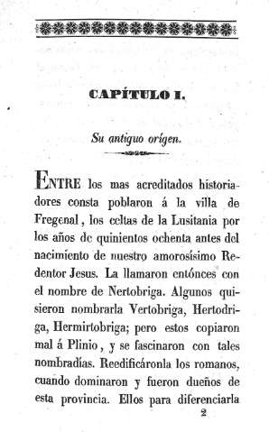 Capítulo I. Su antiguo orígen