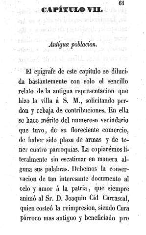 Capítulo VII. Antigua poblacion