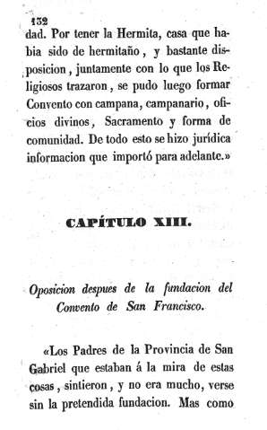 Capítulo XIII. Oposición de la fundación del Convento de San Francisco
