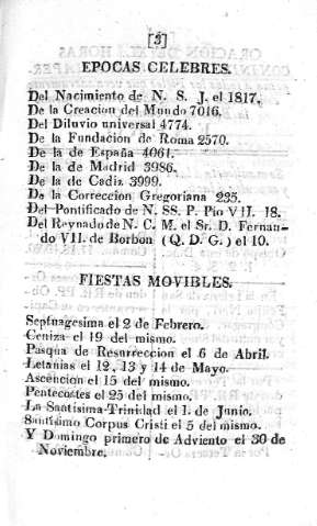 Epocas celebres. Fiestas Movibles