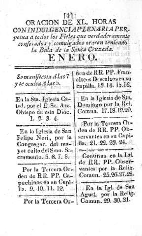 Oracion de XL. Horas con indulgencia plenaria pertetua a todos los fieles....