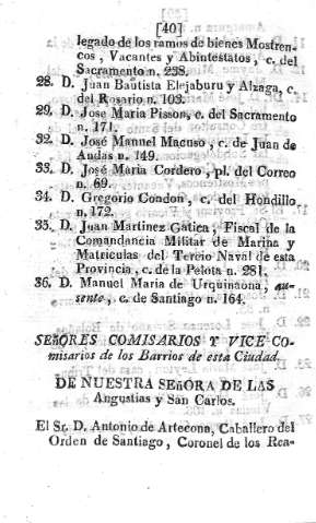 Señores comisarios y Vicecomisarios de los Barrios de esta Ciudad
