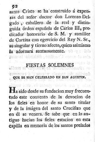 Fiestas solemnes que se han celebrado en San Agustín