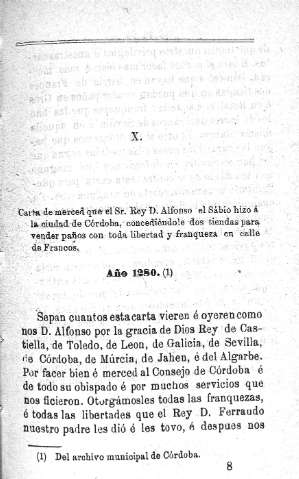 X. Carta de la merced que el Sr. Rey D. Alfonso el Sabio hizo a la ciudad de Córdoba...