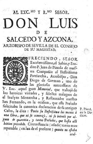 Al Excmo. y Rmo. Señor Don Luis de Salcedo y Azcona