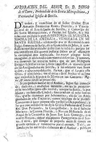 Aprobación del Señor Dr. D. Diego de el Corro