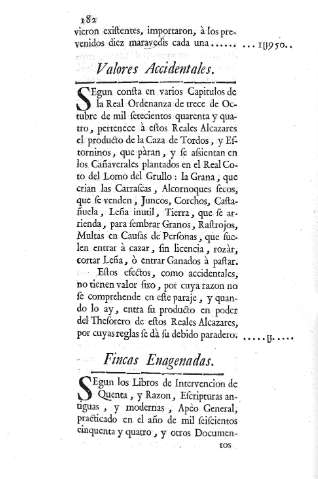 Valores accidentales. Fincas Enagenadas