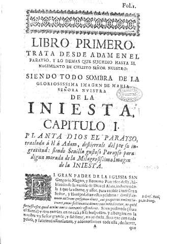 Libro Primero. Trata desde Adam en el Parayso, y lo mas que sucedió hasta el nacimiento de Christo Señor Nuestro... Capitulo I.